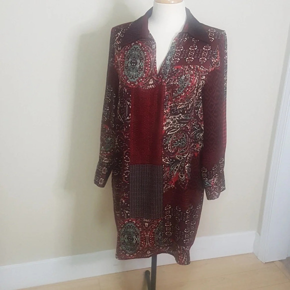 Zara patch quilt print  satin vee neck collar mini dress - Picture 4 of 9